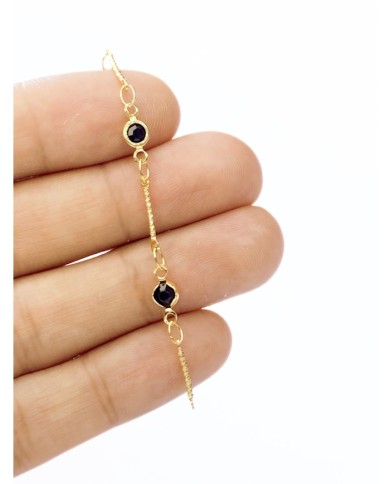 Cam Taşlı Kuyumcu Zinciri Altın Renk Yuvarlak Siyah 3mm - 1m