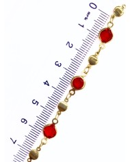 Cam Taşlı Kuyumcu Zinciri Altın Renk Yuvarlak Kırmızı 5mm - 1m