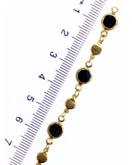 Cam Taşlı Kuyumcu Zinciri Altın Renk Yuvarlak Siyah 5mm - 1m