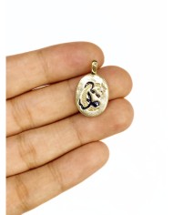 Pirinç Zirkon Mineli Oval Plaka Ay Figürlü Kolye Bileklik Ucu Charm Altın Renk 1 Adet