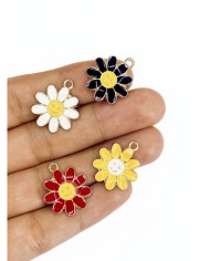 Pirinç Zirkon Mineli Papatya Kolye Bileklik Ucu Charm Altın Sarı 1 Adet