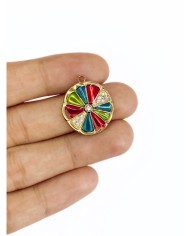 Pirinç Zirkon Mineli Taşlı Çiçek Kolye Bileklik Ucu Charm Altın Renkli 1 Adet