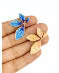 Çelik Mineli Yarım Çiçek Kolye Bileklik Ucu Charm Altın Sarı 1 Adet