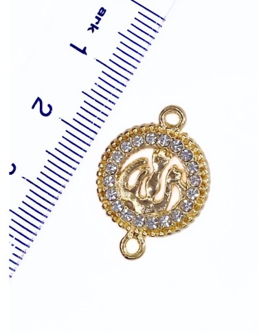 Pirinç Zirkon Taşlı Plaka Allah Yazılı Kolye Bileklik Ucu Charm Altın 1 Adet