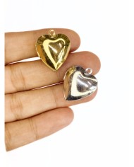 Pirinç Zirkon Mineli Açılır Kapanır Kalp Kolye Bileklik Ucu Charm Gümüş 1 Adet