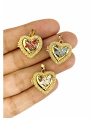 Pirinç Zirkon Mineli Açılır Kapanır Kalpli Arı Kolye Bileklik Ucu Charm Altın Mavi 1 Adet