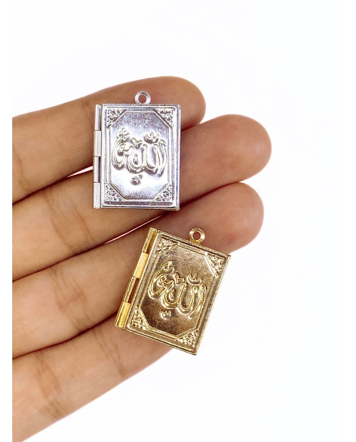 Pirinç Zirkon Mineli Açılır Kapanır Allah Yazılı Kitap Bileklik Ucu Charm Altın 1 Adet