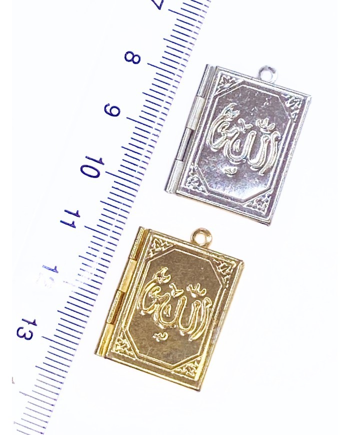 Pirinç Zirkon Mineli Açılır Kapanır Allah Yazılı Kitap Bileklik Ucu Charm Altın 1 Adet