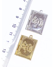 Pirinç Zirkon Mineli Açılır Kapanır Allah Yazılı Kitap Bileklik Ucu Charm Altın 1 Adet