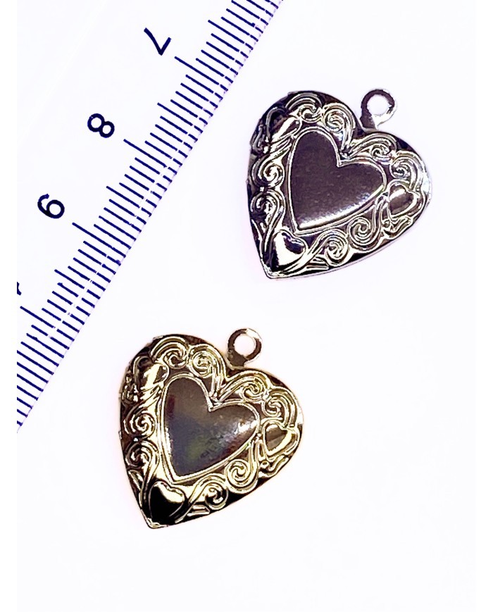 Pirinç Zirkon Mineli Açılır Kapanır Kalp Kolye Bileklik Ucu Charm Altın 1 Adet