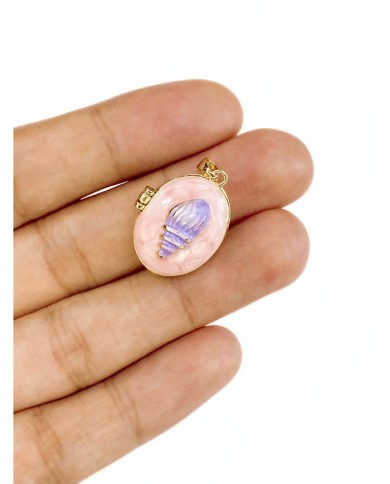 Pirinç Zirkon Mineli Açılır Kapanır Oval Deniz Kabuğu Kolye Bileklik Ucu Charm Altın Pembe 1 Adet