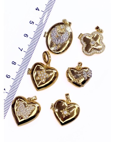 Pirinç Zirkon Mineli Açılır Kapanır Kalp Taşlı Yıldız Kolye Bileklik Ucu Charm Altın 1 Adet