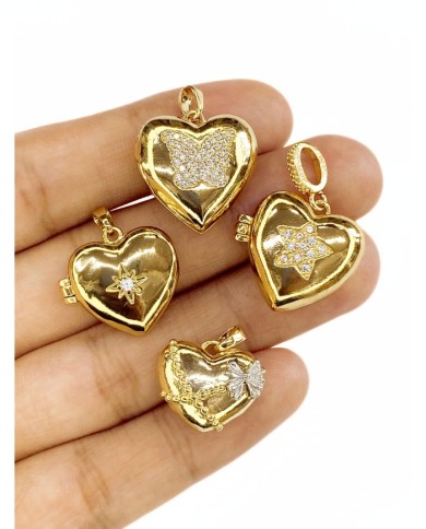 Pirinç Zirkon Taşlı Açılır Kapanır Kalp Küçük Yıldız Kolye Bileklik Ucu Charm Altın 1 Adet