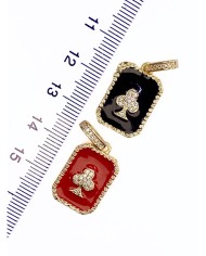 Pirinç Zirkon Taşlı Plaka İskanbil Kolye Bileklik Ucu Charm Altın Kırmızı 1 Adet