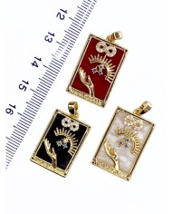 Pirinç Zirkon Mineli Tarot Büyücü Kolye Bileklik Ucu Charm Siyah 1 Adet