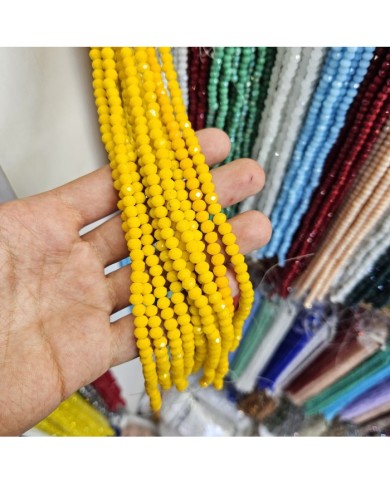 6mm İpe Dizili Kristal Boncuk Mat Sarı - 10 Dizi