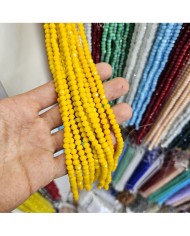 6mm İpe Dizili Kristal Boncuk Mat Sarı - 10 Dizi
