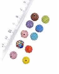 Pirinç Zirkon Taşlı Top Boncuk Kolye Bileklik Ucu Charm Mor 1 Adet