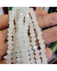 6mm İpe Dizili Kristal Boncuk Mat Buz Beyaz - 10 Dizi