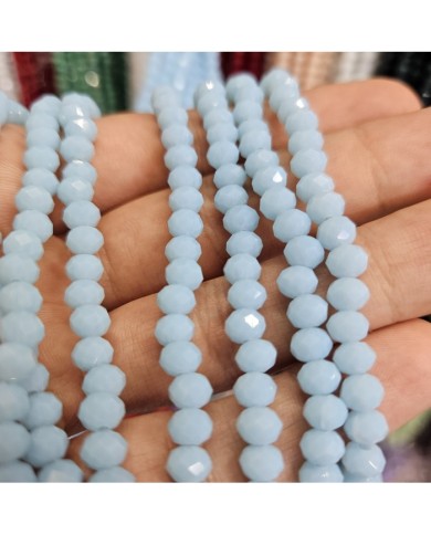 6mm İpe Dizili Kristal Boncuk Mat Bebe Mavisi - 10 Dizi