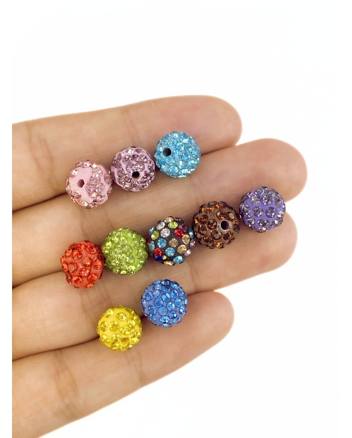 Pirinç Zirkon Taşlı Top Boncuk Kolye Bileklik Ucu Charm Sarı 1 Adet