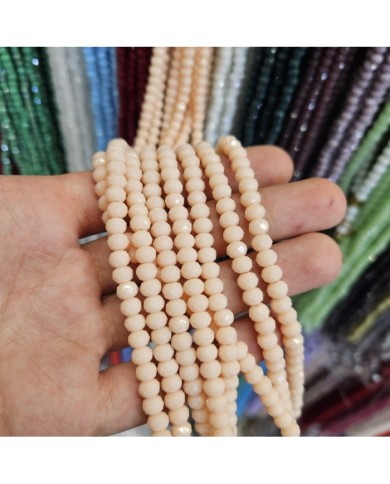 6mm İpe Dizili Kristal Boncuk Mat Somon - 10 Dizi