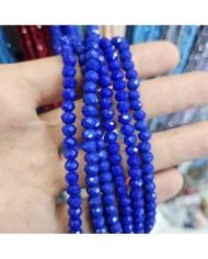 6mm İpe Dizili Kristal Boncuk Mat Janjanlı Lacivert - 10 Dizi