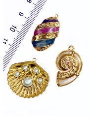 Çelik Mineli Plaka Kolye Bileklik Ucu Charm Renkli 1 Adet