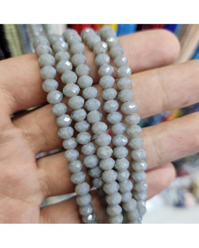 6mm İpe Dizili Kristal Boncuk Mat Janjanlı Gri- 10 Dizi