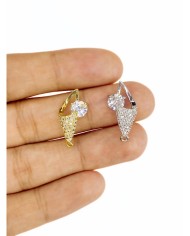 Pirinç Zirkon Taşlı Deniz Kabuğu Kolye Bileklik Ucu Charm Gümüş 1 Adet