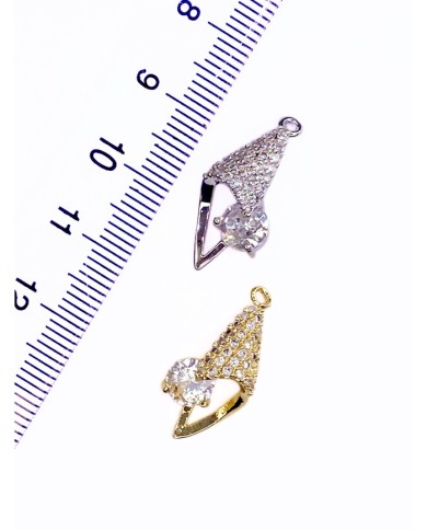 Pirinç Zirkon Taşlı Deniz Kabuğu Kolye Bileklik Ucu Charm Gümüş 1 Adet