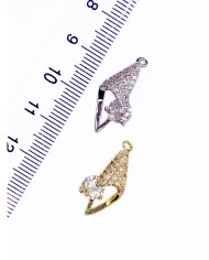 Pirinç Zirkon Taşlı Deniz Kabuğu Kolye Bileklik Ucu Charm Gümüş 1 Adet