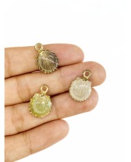 Pirinç Zirkon Mineli Deniz Kabuğu Kolye Bileklik Ucu Charm Gri 1 Adet