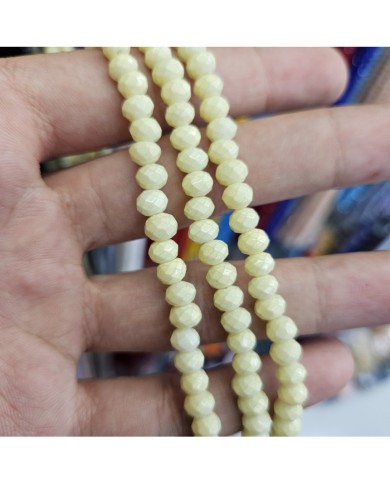 6mm İpe Dizili Kristal Boncuk Mat Koyu Krem - 10 Dizi