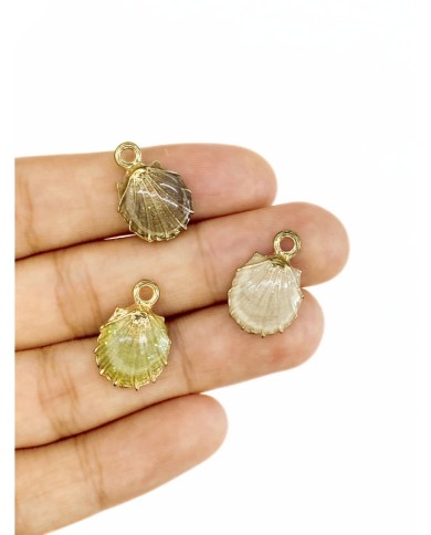 Pirinç Zirkon Mineli Deniz Kabuğu Kolye Bileklik Ucu Charm Kahvrengi 1 Adet