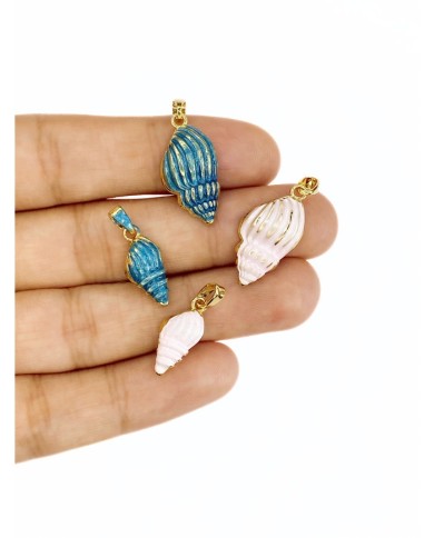 Pirinç Zirkon Mineli Büyük Deniz Kabuğu Kolye Bileklik Ucu Charm Pembe 1 Adet