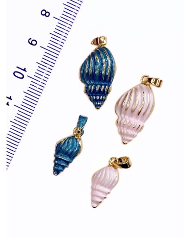 Pirinç Zirkon Mineli Küçük Deniz Kabuğu Kolye Bileklik Ucu Charm Mavi 1 Adet