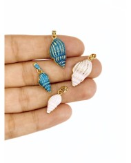 Pirinç Zirkon Mineli Küçük Deniz Kabuğu Kolye Bileklik Ucu Charm Pembe 1 Adet