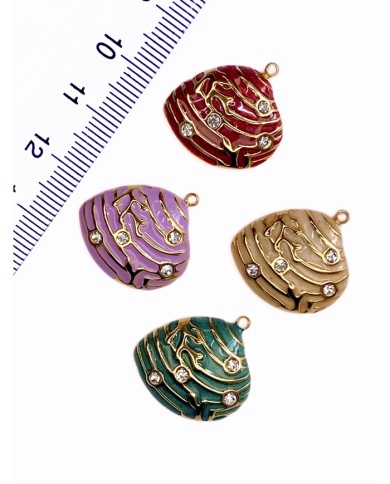 Çelik Mineli Taşlı Deniz Kabuğu Kolye Bileklik Ucu Charm Krem 1 Adet