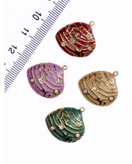 Çelik Mineli Taşlı Deniz Kabuğu Kolye Bileklik Ucu Charm Yeşil 1 Adet