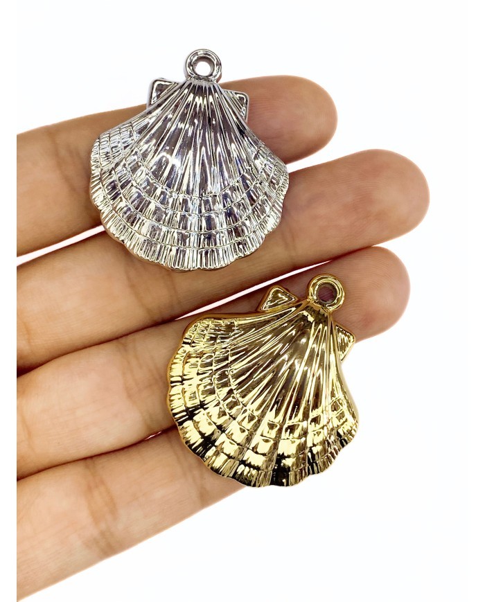 Metalize Deniz Kabuğu Kolye Bileklik Ucu Charm Altın 1 Adet