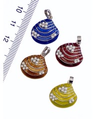 Pirinç Zirkon Mineli Boncuklu Deniz Kabuğu Kolye Bileklik Ucu Charm Turuncu 1 Adet