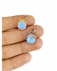 Pirinç Zirkon Taşlı Deniz Kabuğu Kolye Bileklik Ucu Charm Gümüş 1 Adet