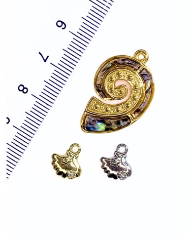 Pirinç Zirkon Mineli Küçük Deniz Kabuğu Kolye Bileklik Ucu Charm Gümüş 1 Adet