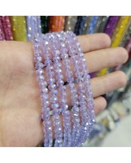 6mm İpe Dizili Kristal Boncuk Şeffaf Janjanlı Lila - 10 Dizi