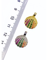 Pirinç Zirkon Taşlı Deniz Kabuğu Kolye Bileklik Ucu Charm Gümüş 1 Adet