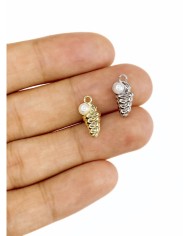 Pirinç Zirkon Mineli İncili Deniz Kabuğu Kolye Bileklik Ucu Charm Altın 1 Adet