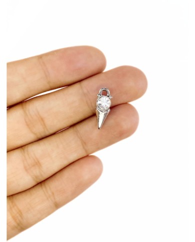 Pirinç Zirkon Taşlı Deniz Kabuğu Kolye Bileklik Ucu Charm Gümüş 1 Adet