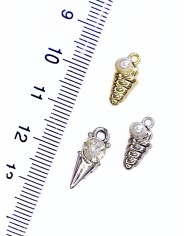 Pirinç Zirkon Taşlı Deniz Kabuğu Kolye Bileklik Ucu Charm Gümüş 1 Adet