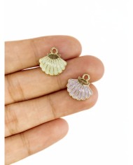 Pirinç Zirkon Mineli İstiridye Kolye Bileklik Ucu Charm Mor 1 Adet